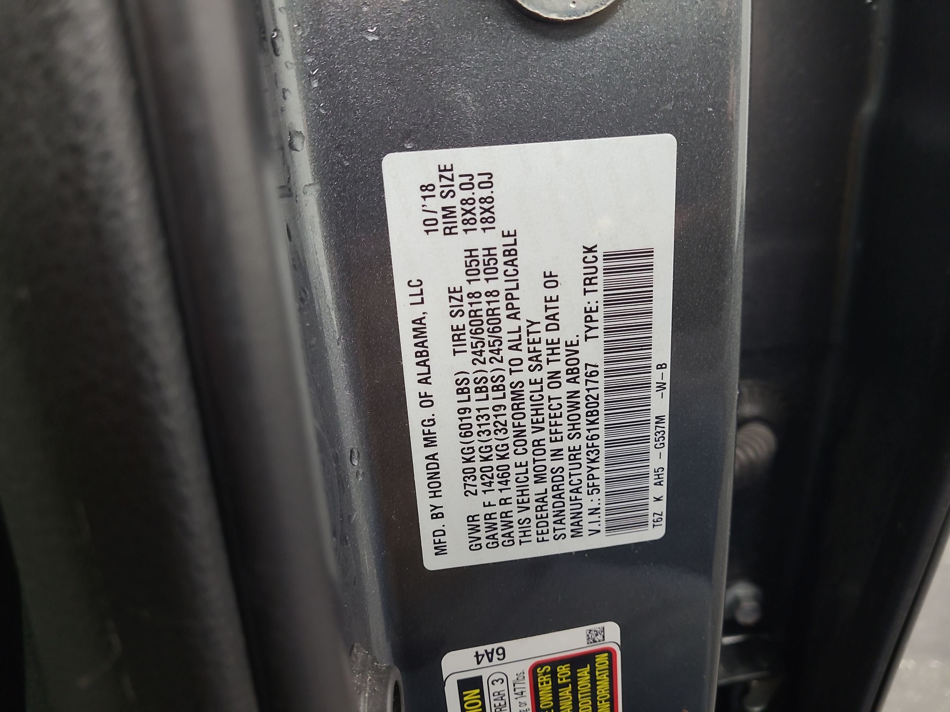 2019 Honda Ridgeline RTL-T